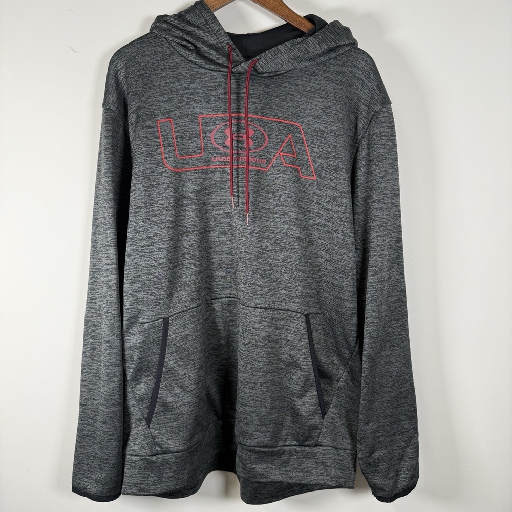 Under‎ Armour Men's Hoodie Pullover Grey Heathered Loose Mens 2XL Fleece Lined